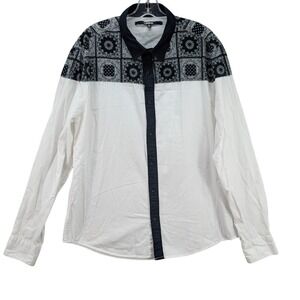 Carbon Men's XL Slim Fit Paisley Colorblock Button Down Long Sleeve Shirt Preppy